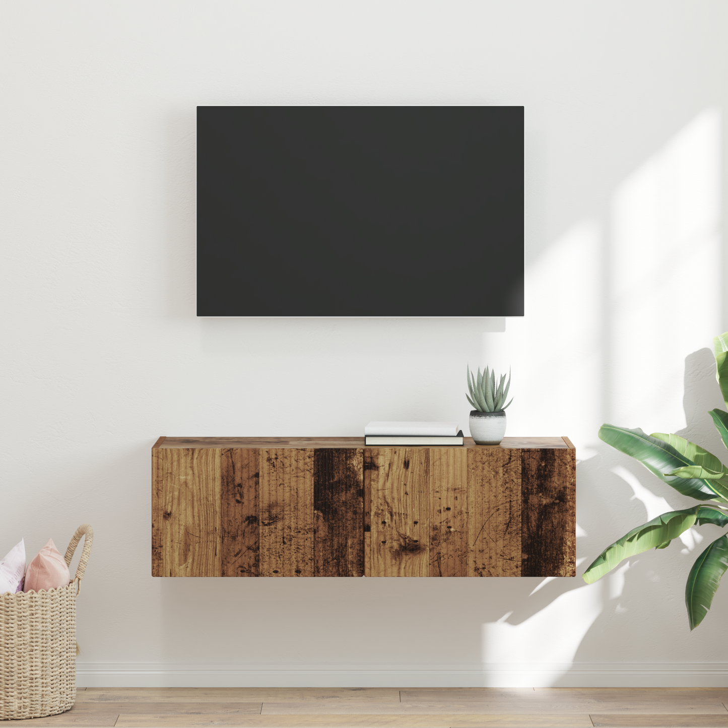 TV Wall Cabinet Old Wood 98 x 31 x 29.5 cm Engineered Wood