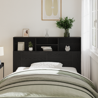 Headboard Cabinet Black Oak 140 x 19 x 103.5 cm Engineered Wood