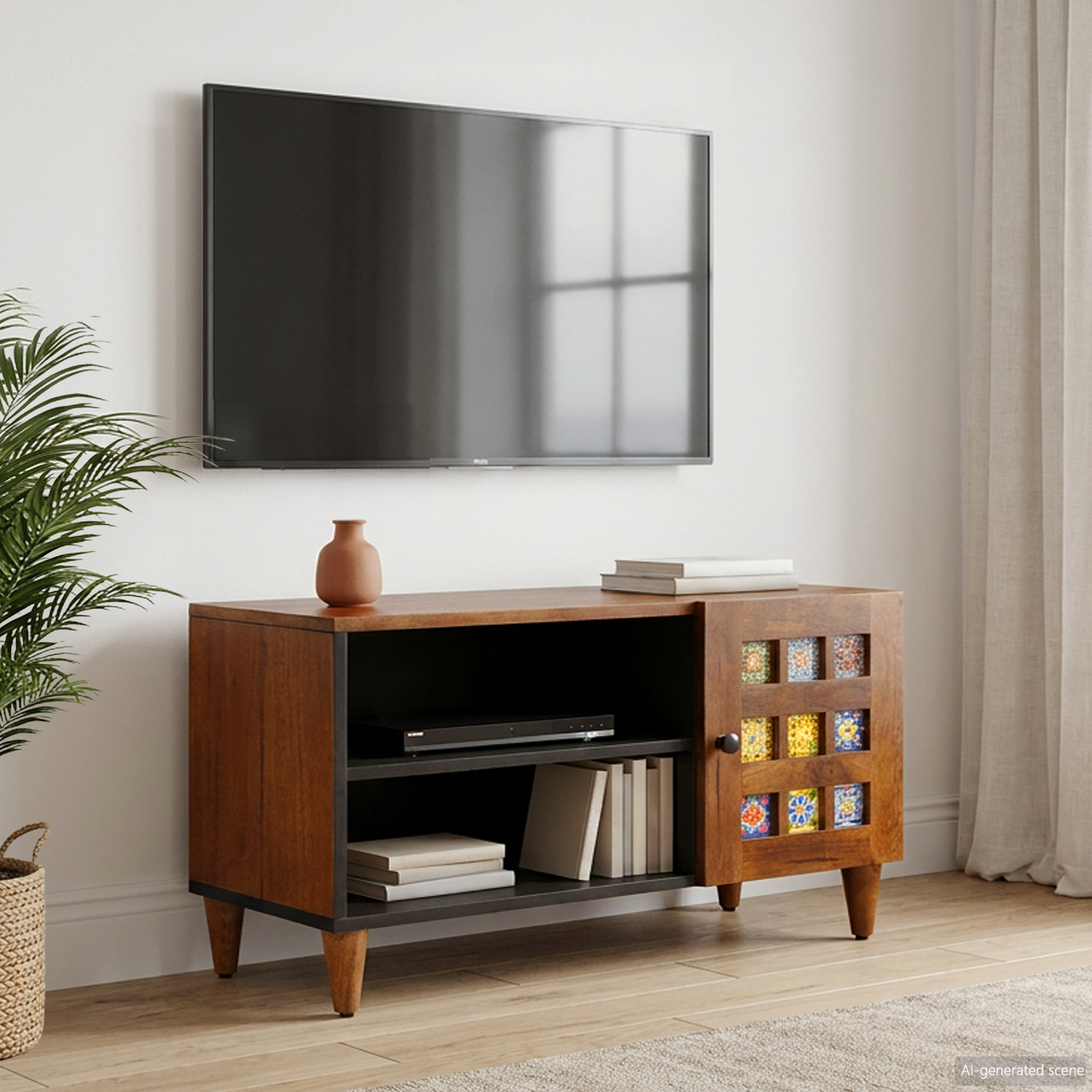 TV Cabinet with Storage Walnut 80 x 33 x 46 cm Solid Mango Wood