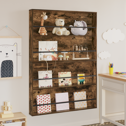 Magazine Rack 2 pcs Smoked Oak 100 x 12 x 70 cm Engineered Wood
