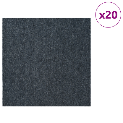 Carpet Tile Blue Grey 50 x 50 cm 20 pcs PP and Bitumen