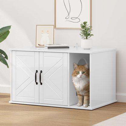 Cat House Gloss White 85 x 55 x 50 cm Engineered Wood