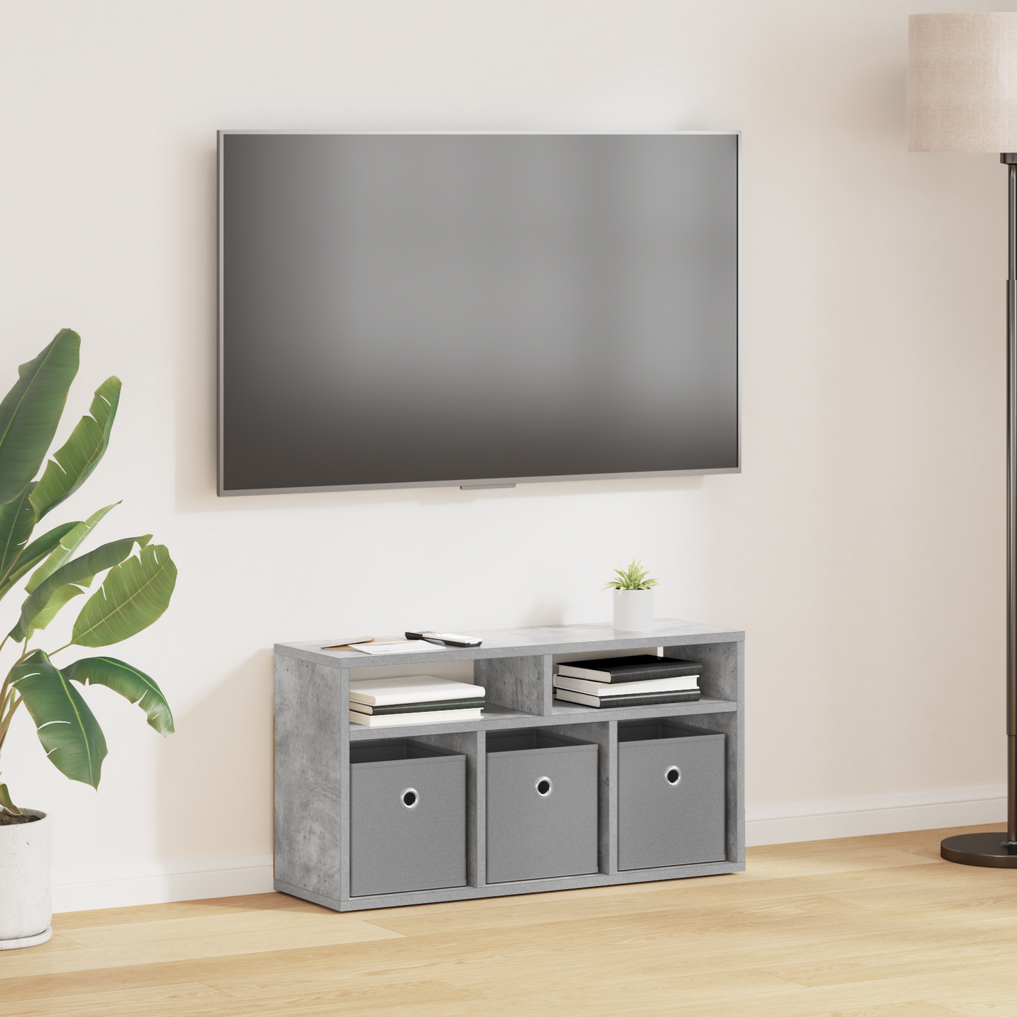 Lowboard with Drawer Concrete Grey 72 x 22.5 x 38 cm