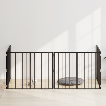 Dog Gate 4 pcs Black 100 x 80 cm Galvanised Steel