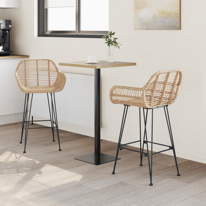 Bar Chair 2 pcs 55 x 52 x 92 cm Rattan and Iron