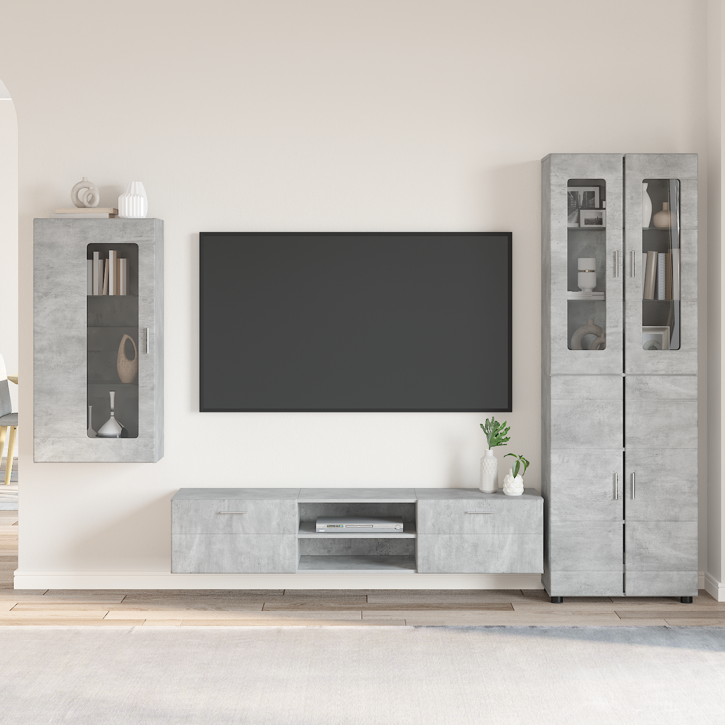 TV Cabinet Set FLORIN 3 pcs Concrete Grey Engineered Wood