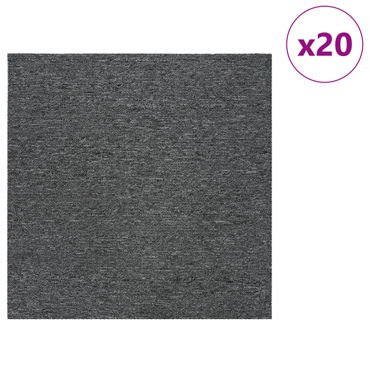 Carpet Tile Medium Grey 50 x 50 cm 20 pcs PP and Bitumen