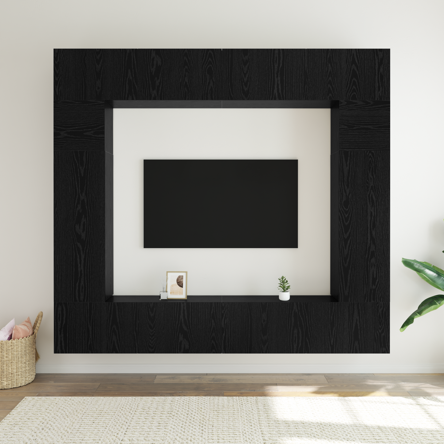TV Cabinet Set Wall-mounted 8 pcs Black Oak Engineered Wood