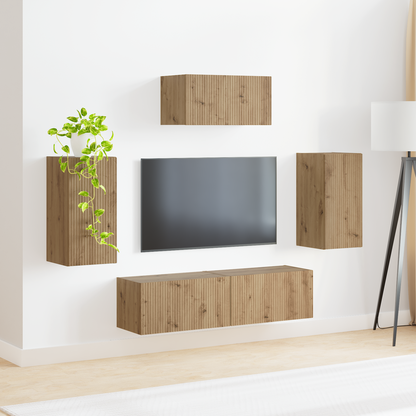 TV Cabinet Set Wall-mounted 5 pcs Artisan Oak Engineered Wood