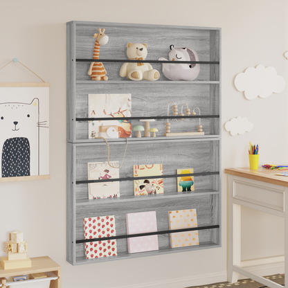 Magazine Rack with Shelf 2 pcs Grey Sonoma 100 x 12 x 70 cm