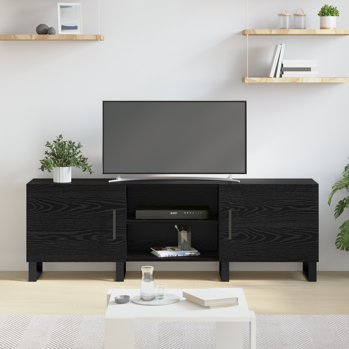 TV Cabinet Black Oak 150 x 30 x 50 cm Engineered Wood