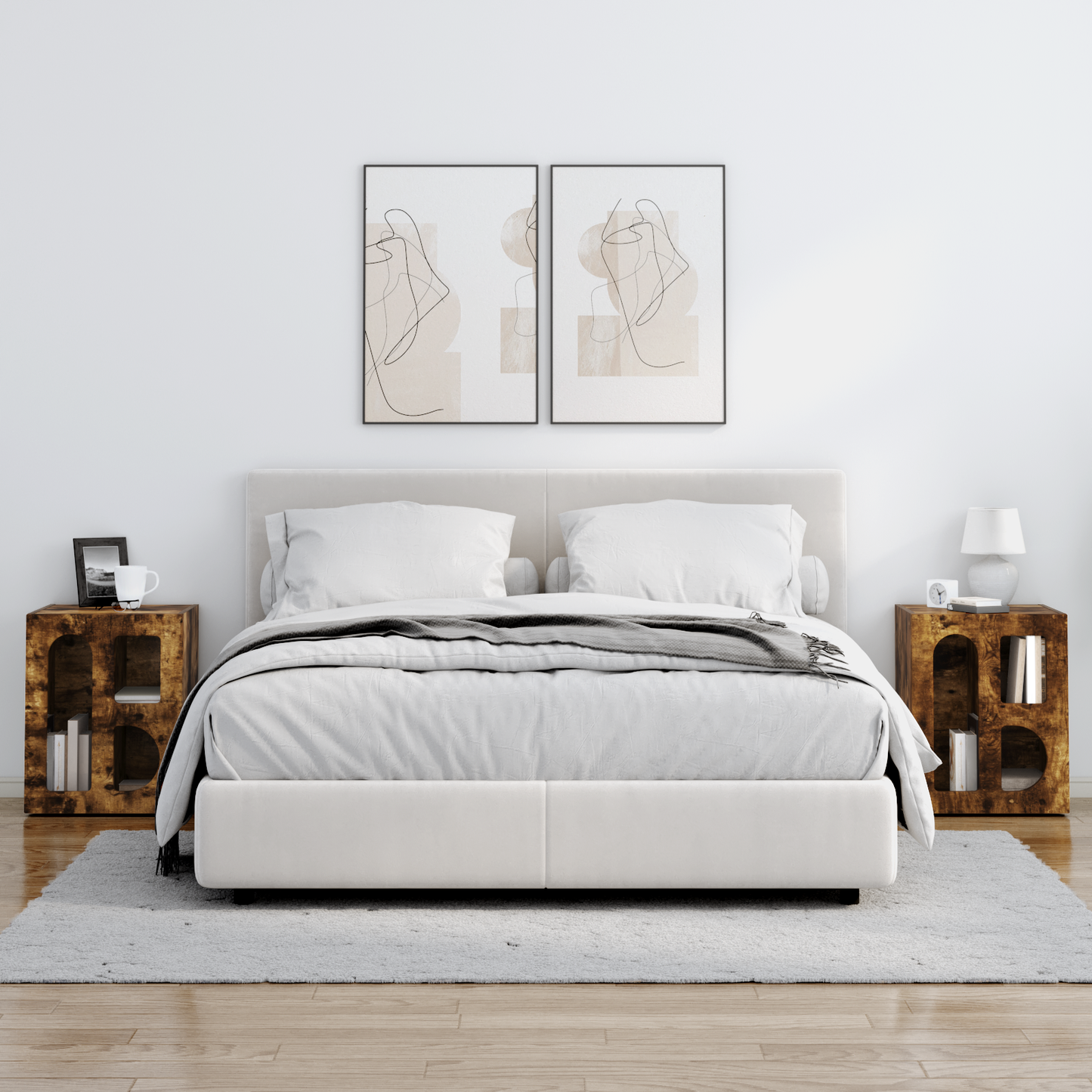 Bedside Table ELST 2 pcs Smoked Oak 40 x 35 x 50 cm