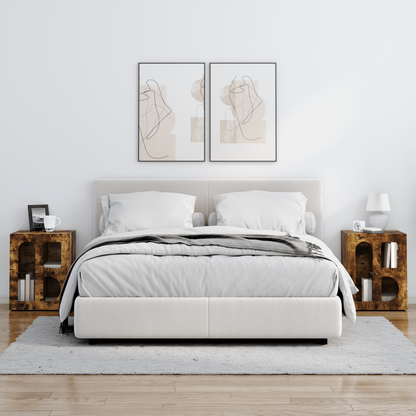 Bedside Table ELST 2 pcs Smoked Oak 40 x 35 x 50 cm