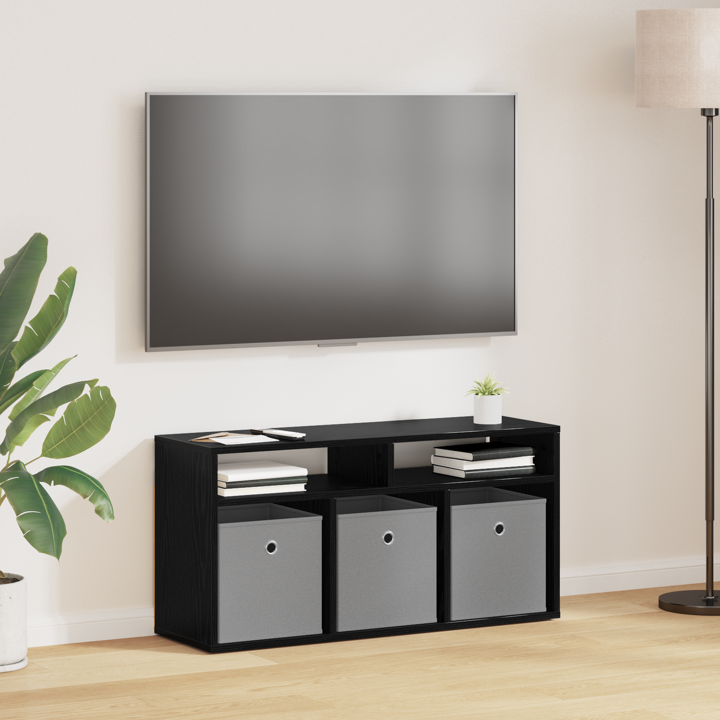 Lowboard with Drawer Black Oak 87 x 27.5 x 43 cm