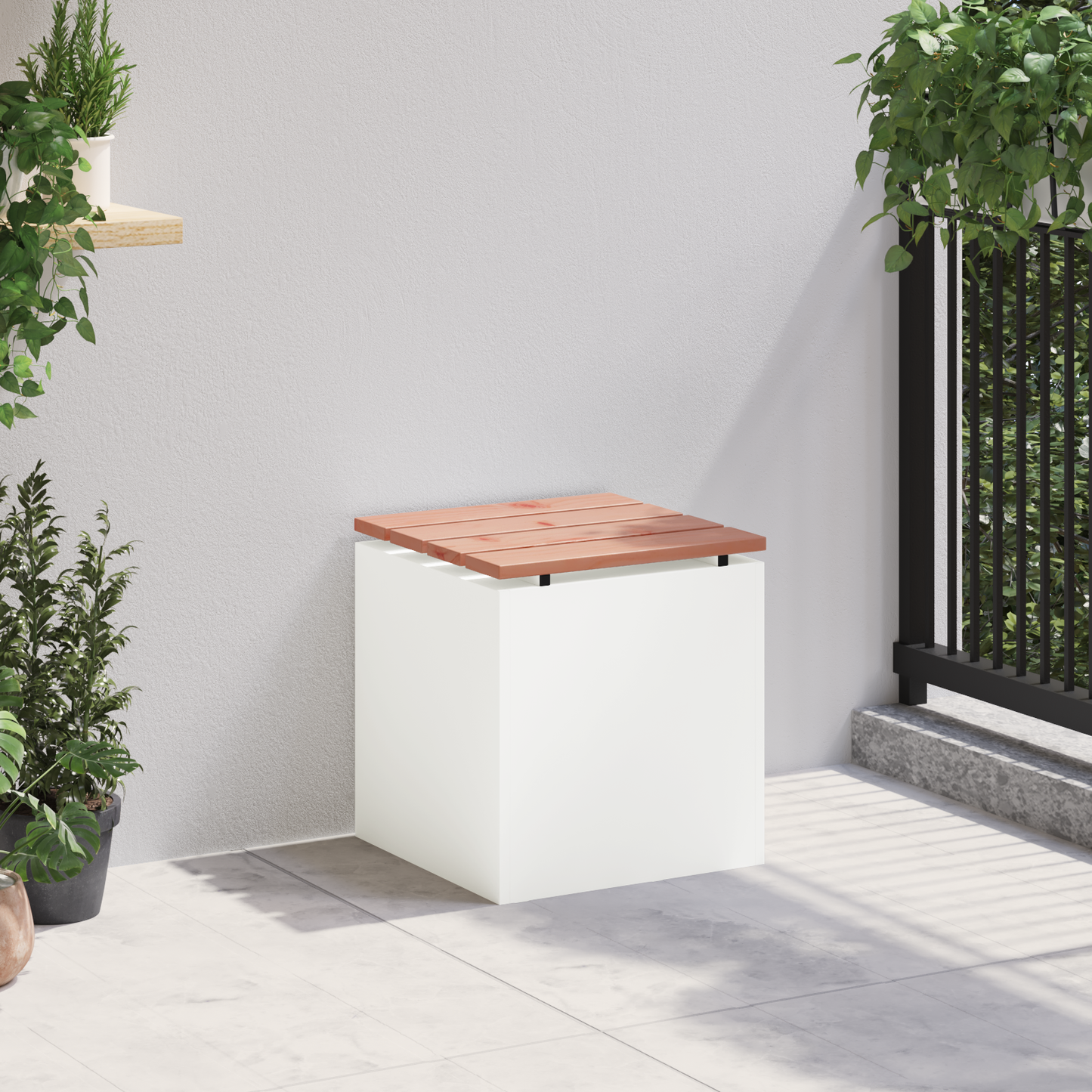 Garden Bench White 40 x 40 x 43 cm Steel