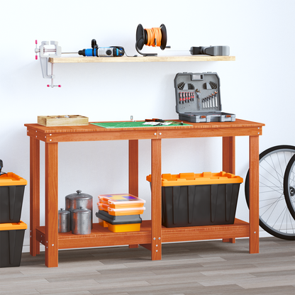 Work Bench Wax Brown 140 x 50 x 80 cm Solid Pine Wood