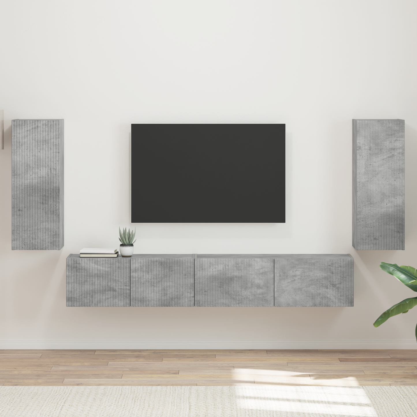TV Cabinet Set 4 pcs Concrete Grey Engineered Wood