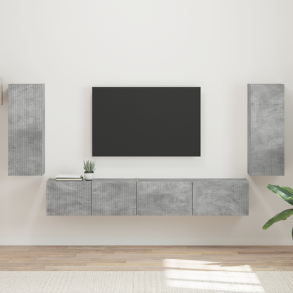 TV Cabinet Set 4 pcs Concrete Grey Engineered Wood