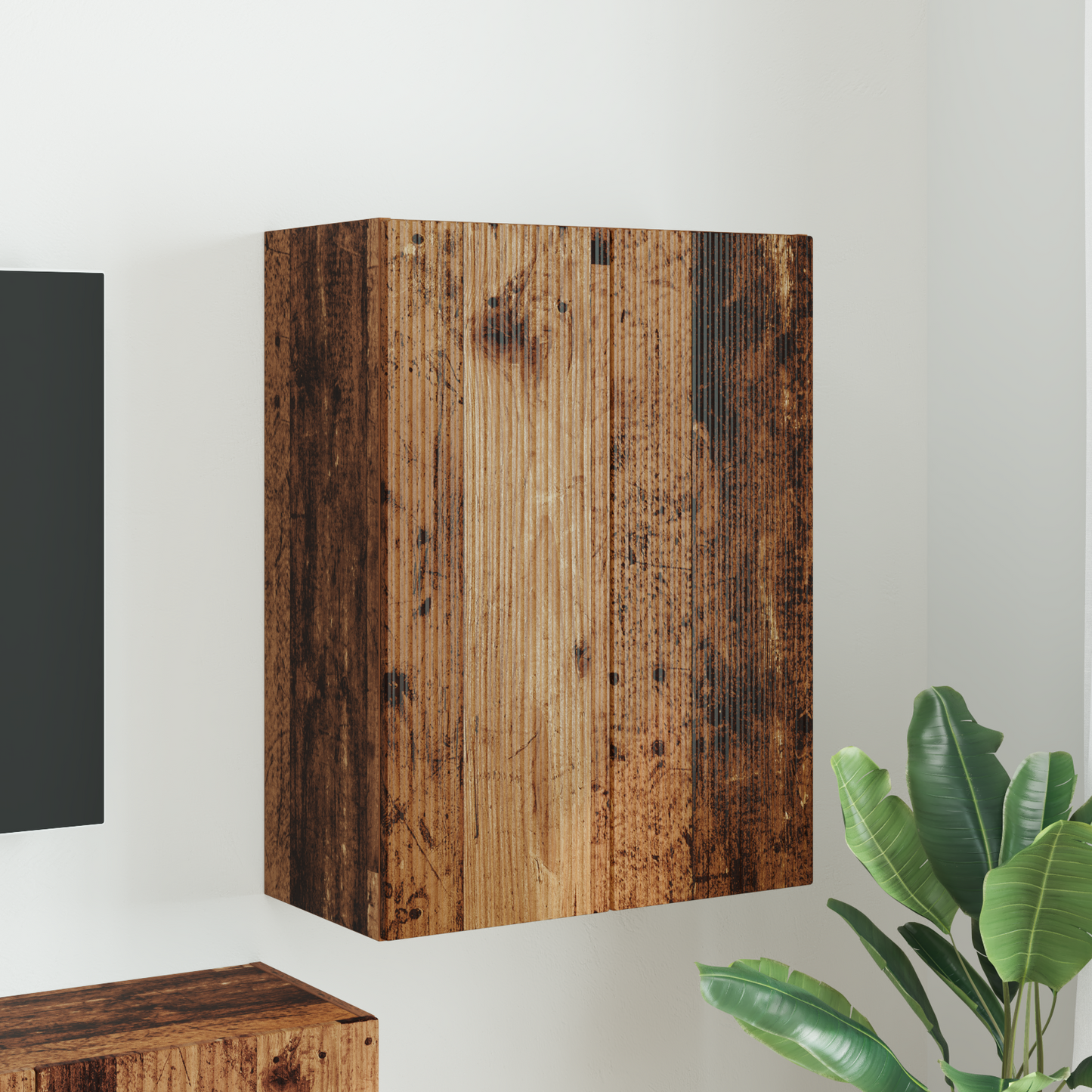 TV Wall Cabinet Old Wood 59.5 x 31 x 80 cm Engineered Wood