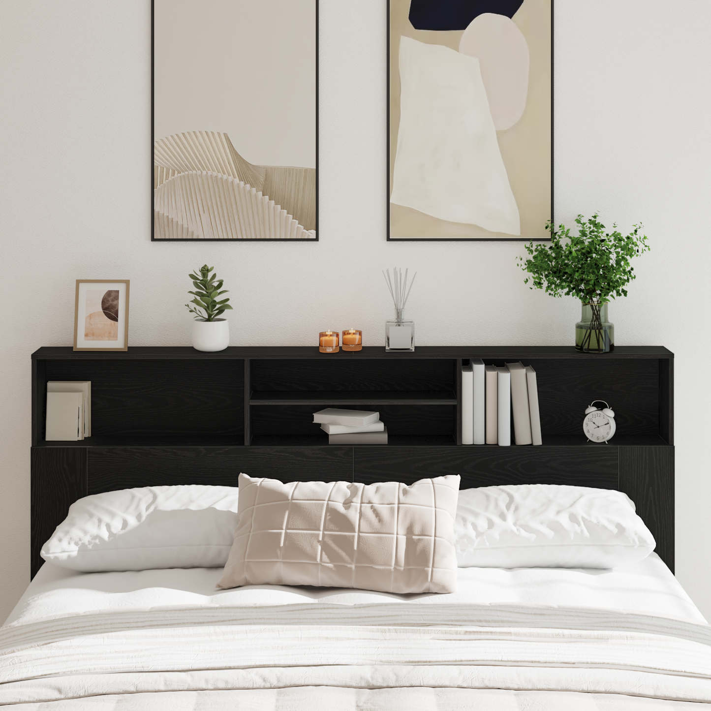 Headboard Cabinet Black Oak 200 x 19 x 103.5 cm Engineered Wood
