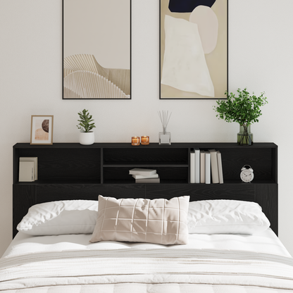 Headboard Cabinet Black Oak 200 x 19 x 103.5 cm Engineered Wood