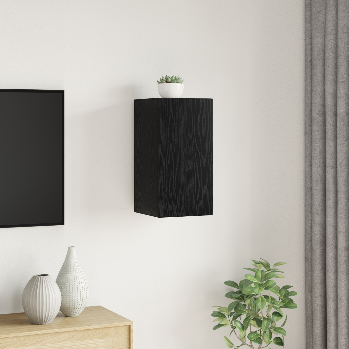 Wall TV Cabinet Black Oak 30.5 x 30 x 60 cm Engineered Wood