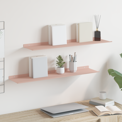 Floating Shelf Wall-mounted 2 pcs Pink 80 x 18 x 2.5 cm Steel