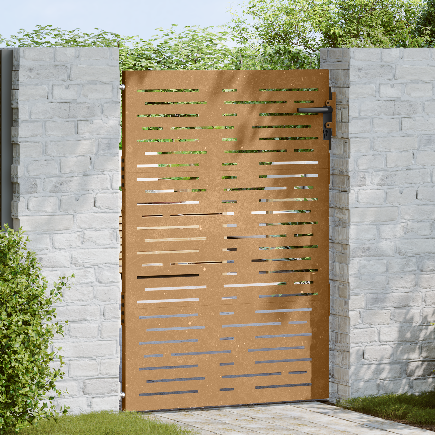 Garden Gate 85x150 cm Corten Steel Square Design