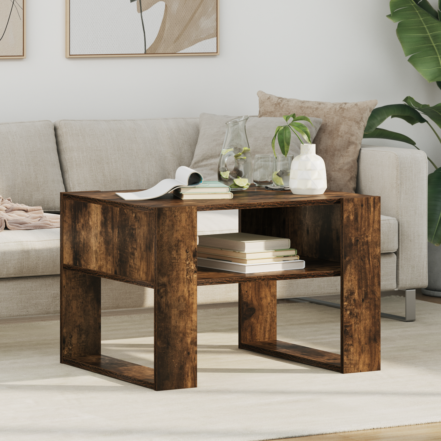 Coffee Table Smoked Oak 66 x 53 x 45 cm Engineered Wood