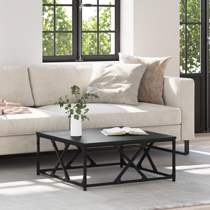 Coffee Table Black Oak 70 x 70 x 30 cm Engineered Wood