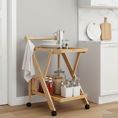Kitchen Trolley with Wheels Light Brown 65 x 40.5 x 76.5 cm