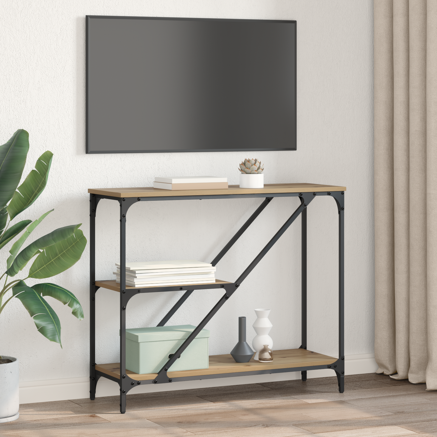 Console Table Artisan Oak 88.5 x 30 x 75 cm Engineered Wood