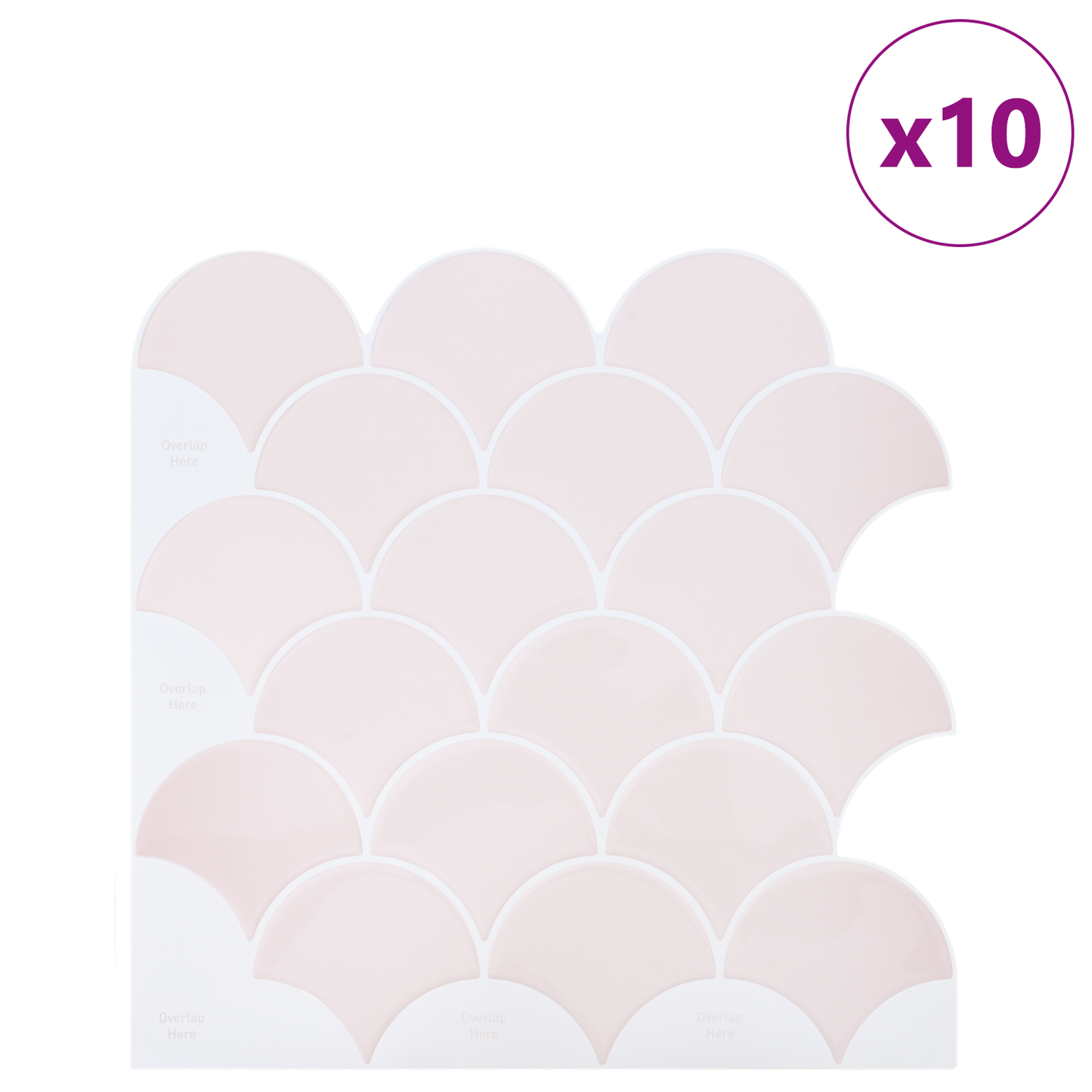 Fish Scale Tile 10 pcs Light Pink 30 x 30 cm