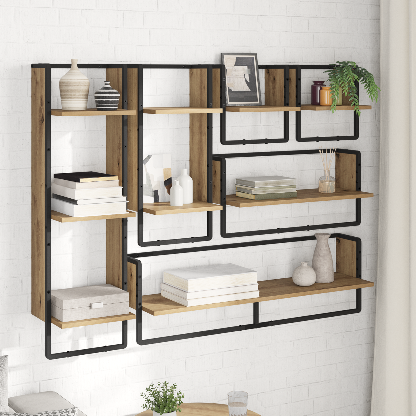 Wall Shelf Set with Shelf 6 pcs Artisan Oak 100 x 25 x 30 cm