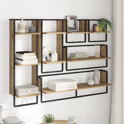 Wall Shelf Set with Shelf 6 pcs Artisan Oak 100 x 25 x 30 cm
