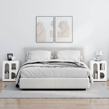 Bedside Table ELST 2 pcs High Gloss White 40 x 35 x 50 cm