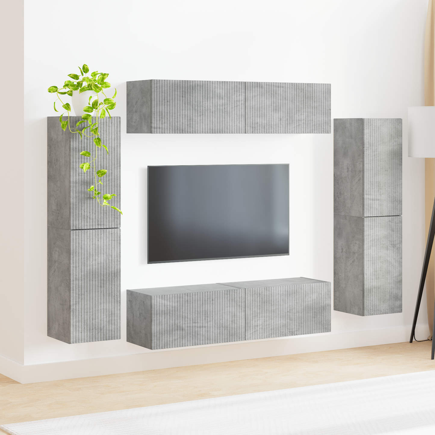 TV Cabinet Set 8 pcs Concrete Grey Engineered Wood