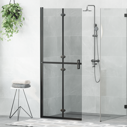 Walk-In Shower Wall Folding Black 80 x 6.5 x 190 cm