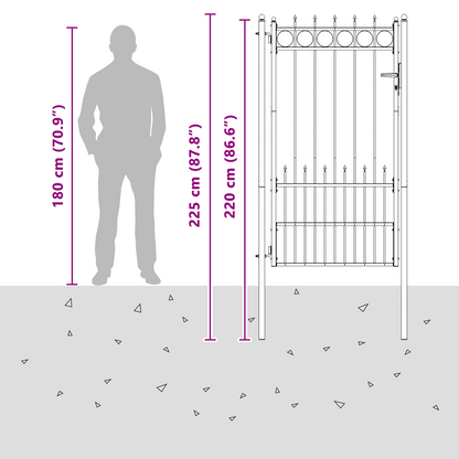 Fence Gate HORST Steel Black Lockable