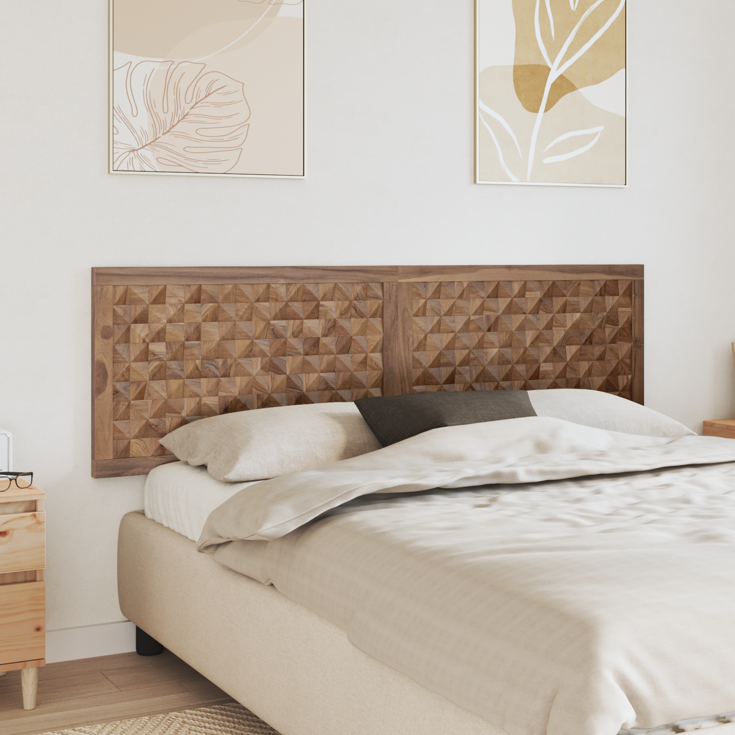 Bed Headboard Natural Solid Teak Wood