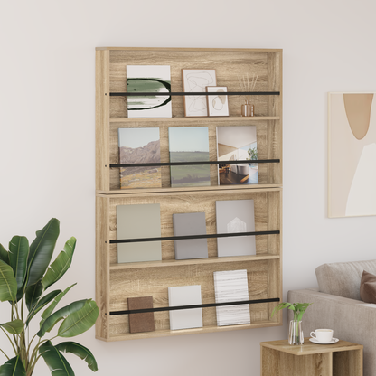 Magazine Rack 2 pcs Sonoma Oak 100 x 12 x 70 cm Engineered Wood