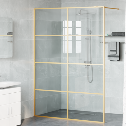 Walk-in Shower Wall Gold 140 x 195 cm Tempered Glass