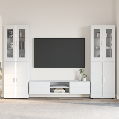 TV Cabinet Set with Drawer FLORIN 3 pcs White Engineered Wood