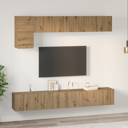 TV Cabinet Set Wall-mounted 5 pcs Artisan Oak Engineered Wood