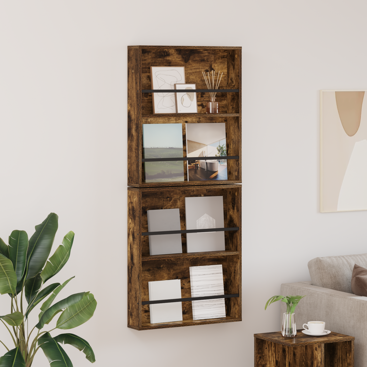 Magazine Rack 2 pcs Smoked Oak 60 x 12 x 70 cm Engineered Wood