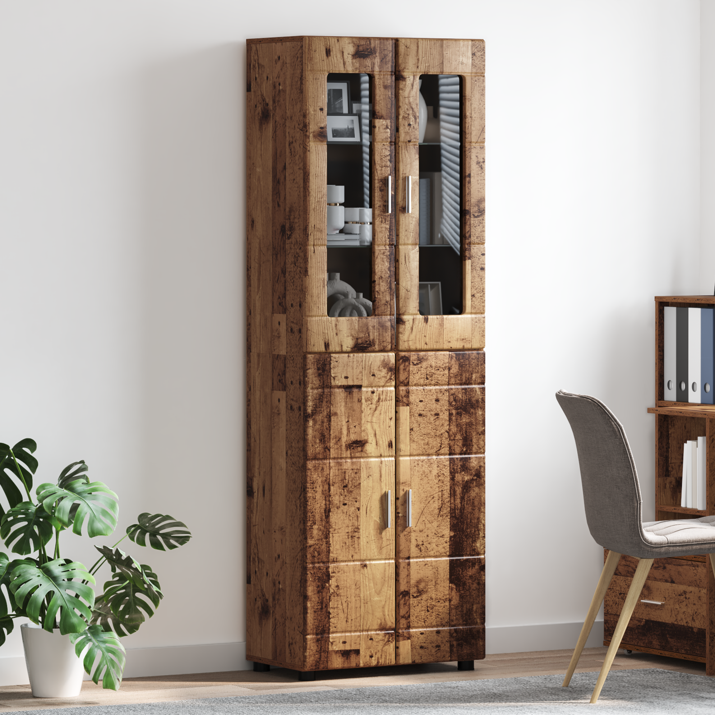 Highboard FLORIN Old Wood 60 x 35 x 182 cm Engineered Wood