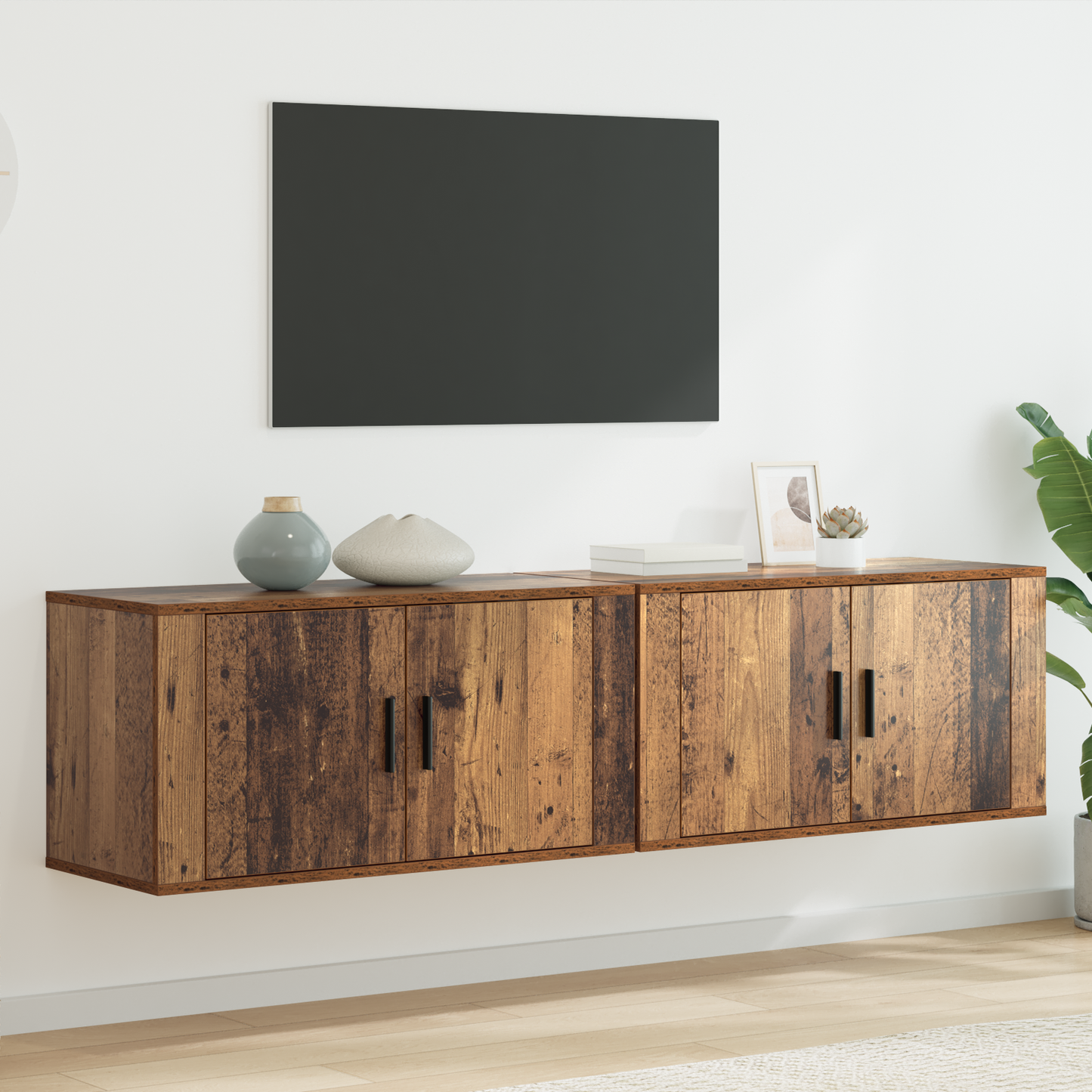 Wall-mounted TV Cabinet Set 2 pcs Old Wood 80 x 34.5 x 40 cm