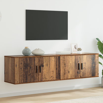 Wall-mounted TV Cabinet Set 2 pcs Old Wood 80 x 34.5 x 40 cm