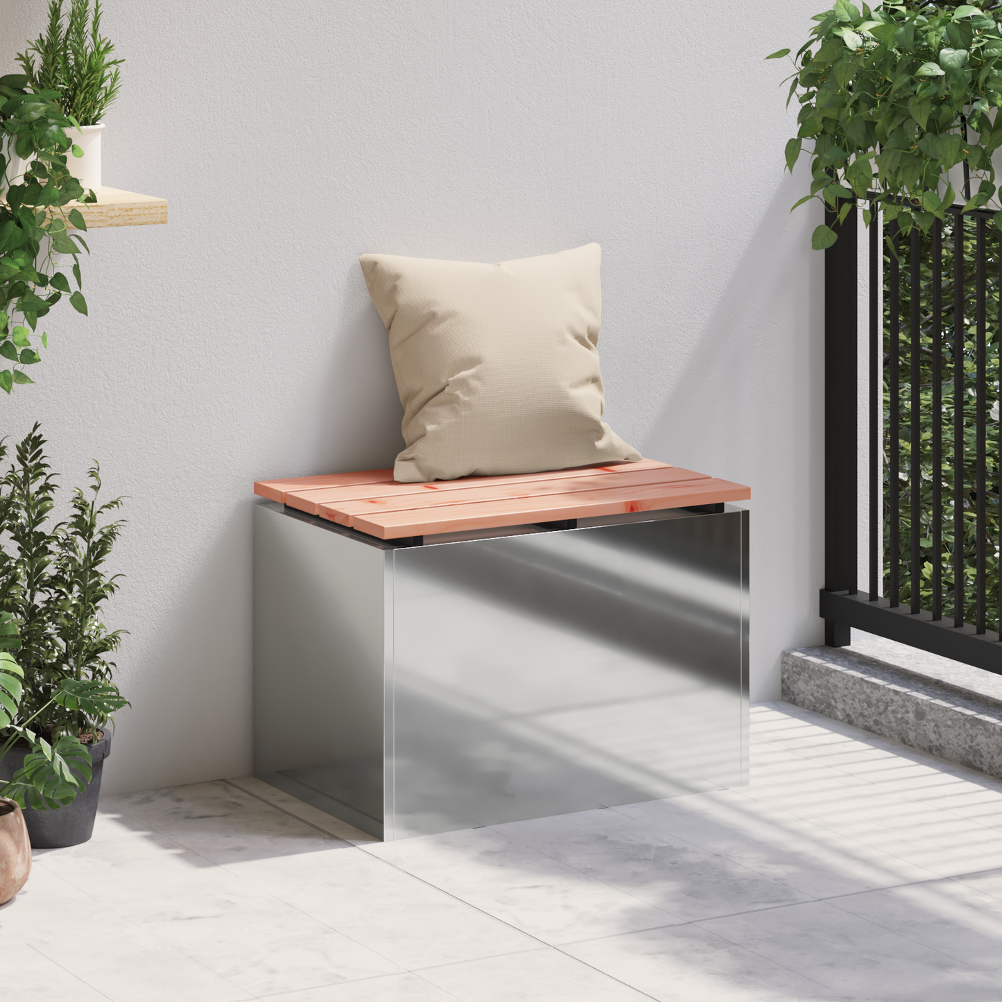 Garden Bench Silver 60 x 40 x 43 cm Galvanised steel