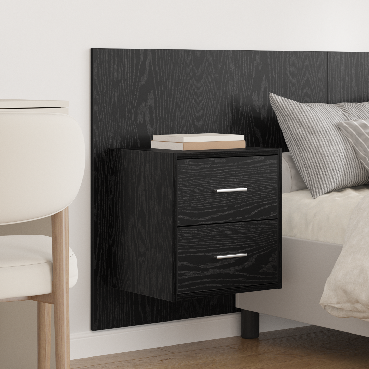 Headboard With Cabinet 3 pcs Black Oak Engineered Wood
